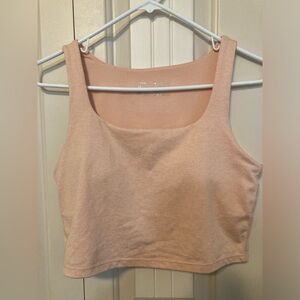 Light pink long line sports tank top
